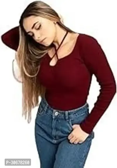 Stylish Maroon Cotton Top For Women-thumb0