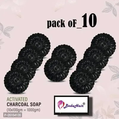 Activated Charcoal Soap For Women Skin Whitening, Acne, Blackheads, Anti Wrinkle, Pimple Skin Care Soap (Pack Of 10)-thumb0