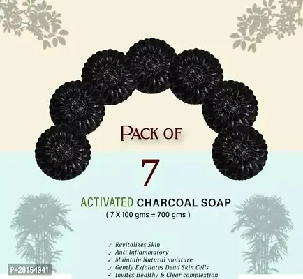 Activated Charcoal Soap For Women Skin Whitening, Acne, Blackheads, Anti Wrinkle, Pimple Skin Care Soap (Pack Of 7)-thumb0