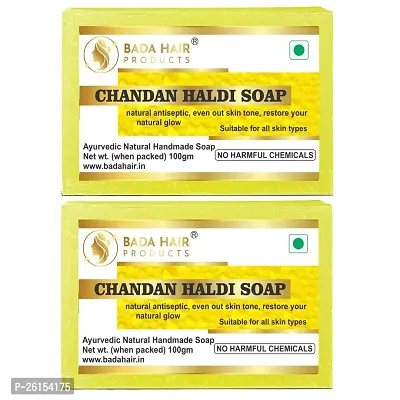 Chandan Haldi Soap Anti Tan Natural Handmade Nourishing Cold Processed Body Wash Bar Soap With Turmeric Extracts Super Saver Pack Of 2 (250 Gm)