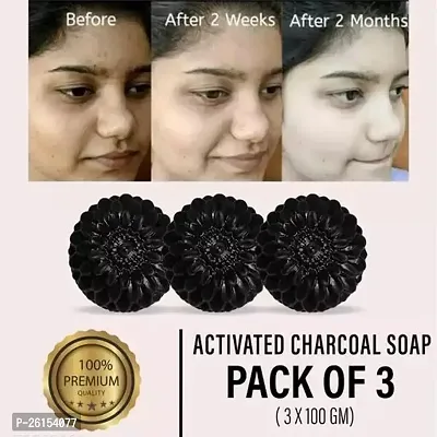 Mahalaxmi Creation Morchito Activated Skin Care Natural Detox Face Body Charcoal Soap For Women For Skin Whitening, Acne, Blackheads, Anti Wrinkle, Anti Pollution, Pimple - Pack Of 3 3 X 100 G-thumb0