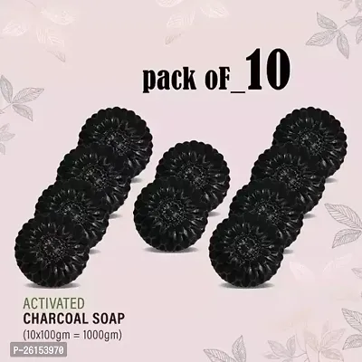 Activated Charcoal Soap For Women Skin Whitening, Acne, Blackheads, Anti Wrinkle, Pimple Skin Care Soap (Pack Of 10)-thumb0