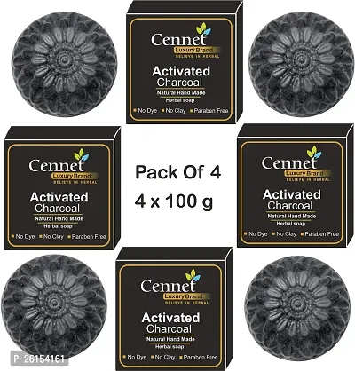 Cennet Activated Charcoal Soap For Skin Whitening, Blackheads, Anti Wrinkle, Pimple Skin Care Soap Pack Of 4-(4 X 100 G)