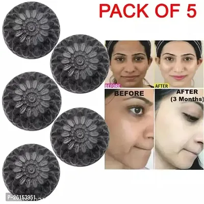 Morchito Activated Charcoal Soap For Women Skin Whitening, Natural Detox Face Body Soap For Acne, Blackheads, Anti Wrinkle , Pimple Skin Care Soap Pack Of 5