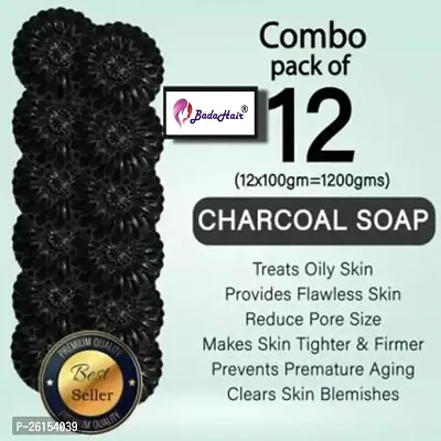 Activated Charcoal Soap For Women Skin Whitening, Acne, Blackheads, Anti Wrinkle, Pimple Skin Care Soap (Pack Of 12)-thumb0