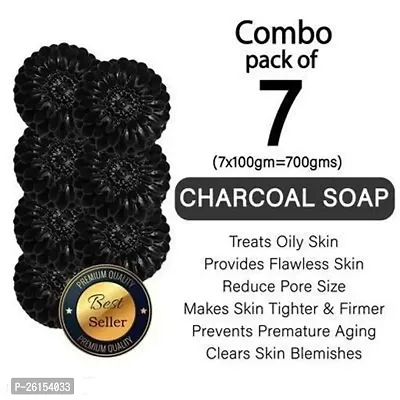 Activated Charcoal Soap For Women Skin Whitening, Acne, Blackheads, Anti Wrinkle, Pimple Skin Care Soap (Pack Of 7)-thumb0