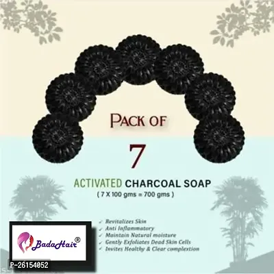 Combo 100% Organic Handmade Herbal Soap With Essential Oil - Moisture-Rich Nourishment Soap, Paraben Free - Charcoal (Pack Of 7)-thumb0