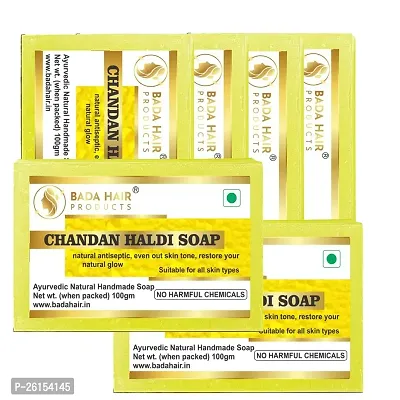 Chandan Haldi Soap Anti Tan Natural Handmade Nourishing Cold Processed Body Wash Bar Soap With Turmeric Extracts Super Saver Pack Of 6 (750 Gm)