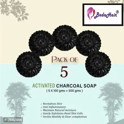 Activated Charcoal Skin Whitening Soap Deep Cleansing, Anti Pollution Tan Removal - Combo Pack Of 5-thumb0