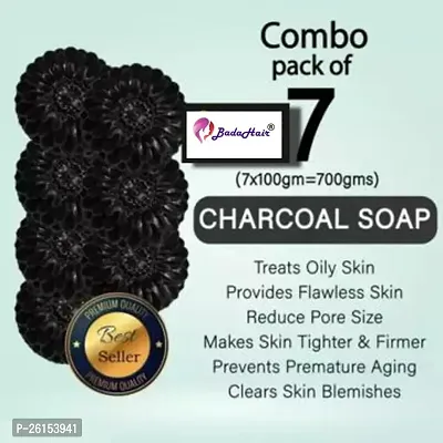 Activated Charcoal Soap For Women Skin Whitening, Acne, Blackheads, Anti Wrinkle, Pimple Skin Care Soap (Pack Of 7)-thumb0