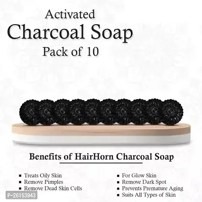 Activated Charcoal Soap For Women Skin Whitening, Acne, Blackheads, Anti Wrinkle, Pimple Skin Care Soap (Pack Of 10)-thumb0