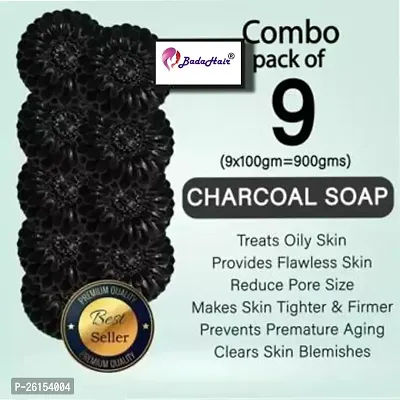 Activated Charcoal Soap For Skin Whitening, Acne, Blackheads, Skin Care Soap (Pack Of 9)-thumb0