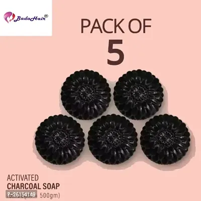 Activated Charcoal Soap For Skin Whitening, Acne, Blackheads, Skin Care Soap (Pack Of 5)-thumb0