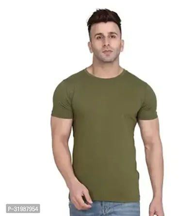 Stylish Polyester Solid Round Neck T-shirt For Men