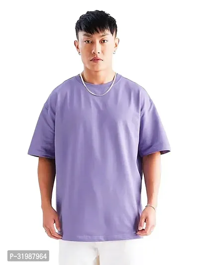 Stylish Polyester Solid Round Neck T-shirt For Men-thumb0