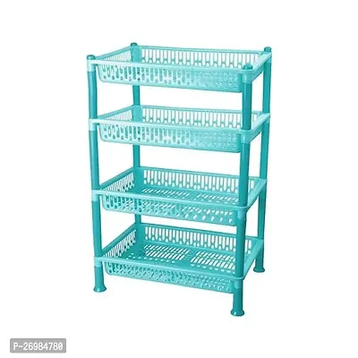 4 Tier Plastic Multi-Purpose Kitchen Storage Basket Fruit And Vegetable Rack (4 Tier Rack, Green)-thumb0