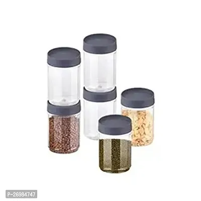 Stylish Plastic 6 Pcs With Inter-Stackable Lid Storage Pet Container Gift Set For Kitchen,(1350 Ml X 6,Grey)-thumb0