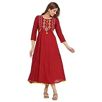 Attractive Red Cotton Anarkali Kurti For Women-thumb1