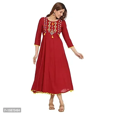 Attractive Red Cotton Anarkali Kurti For Women-thumb2