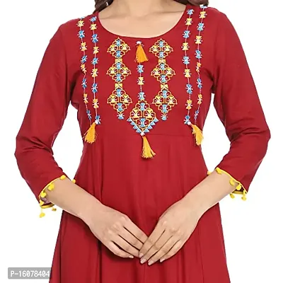 Attractive Red Cotton Anarkali Kurti For Women-thumb5