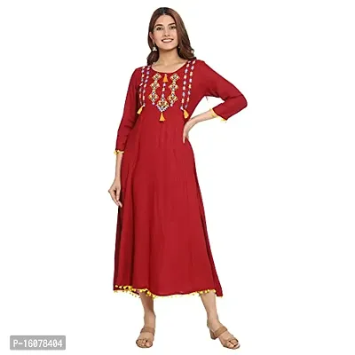 Attractive Red Cotton Anarkali Kurti For Women-thumb0