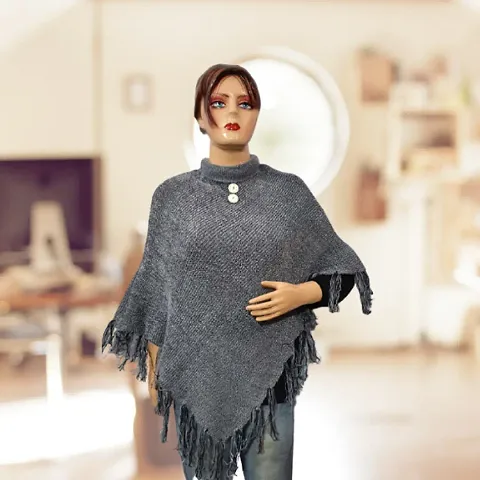 Classy Solid Woolen Poncho