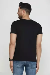 Reliable Black Cotton Printed Round Neck Tees For Men-thumb1