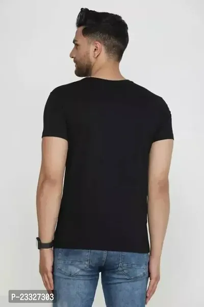 Reliable Black Cotton Printed Round Neck Tees For Men-thumb2