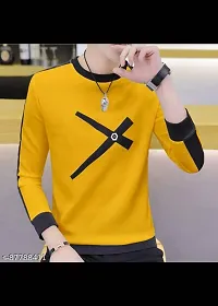 Reliable Yellow Cotton Printed Round Neck Tees For Men-thumb1