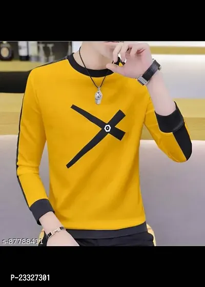 Reliable Yellow Cotton Printed Round Neck Tees For Men-thumb2