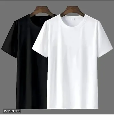 Stylish Multicoloured Polyester  Half Sleeve T-Shirt For Men Pack Of 2