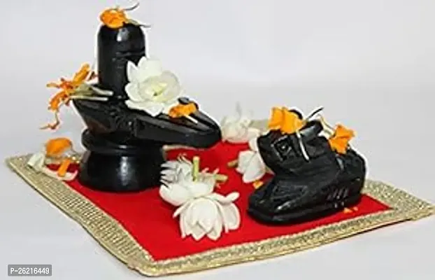 Bhakti Black Marble Stone Shivling with Nandi Idol for Puja Home Office Temple Car Dashboard Shivalingam Shiva Linga Pindi