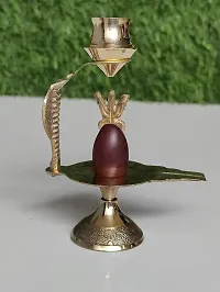 Prabhu bhakti Original Ardhnarishwar Narmadeshwar Shivling with Jalhari Base, Brass Nagfani  Trishual for Home Puja | Pack of 1-thumb2