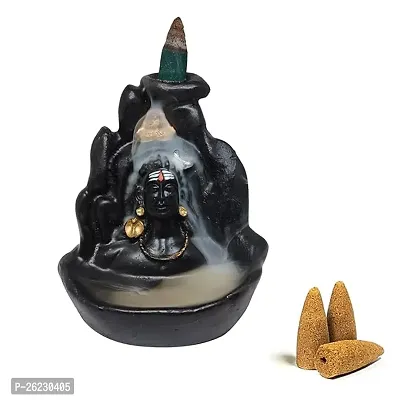 Daridra Bhanjan  Meditating Shiv Mahakal Smoke Fountain Adiyogi Incense Holder with Free 10 Units of Cones