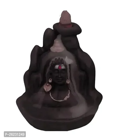 Daridra Bhanjan  Lord Adiyogi, Mahadev, Shiv Shankara Backflow 10 Cone Incense Holder Decorative Showpiece with 10 Free Smoke Backflow Scented Cone Incenses (Black)-thumb0