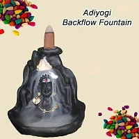 Daridra Bhanjan  Lord Adiyogi, Mahadev, Shiv Shankara Backflow 10 Cone Incense Holder Decorative Showpiece with 10 Free Smoke Backflow Scented Cone Incenses (Black)-thumb1