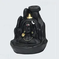 Daridra Bhanjan  Lord Adiyogi, Mahadev, Shiv Shankara Backflow 10 Cone Incense Holder Decorative Showpiece with 10 Free Smoke Backflow Scented Cone Incenses (Black)-thumb2