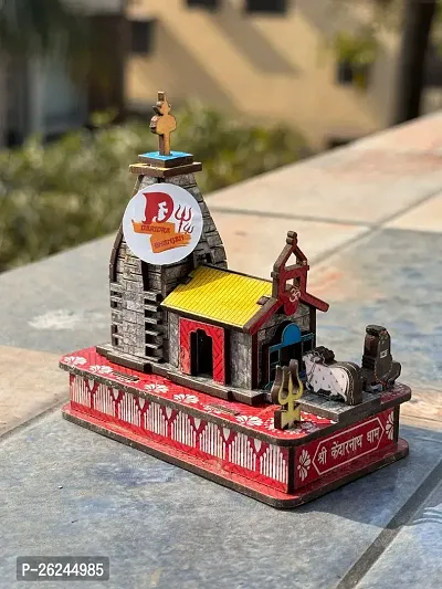 Kedarnath Temple 3D Miniature Kedarnath Mandir Shree Kedarnath Dham, Multicolor Kedarnath Size: l x b x h = 8 x 5 x 9 CM, Lord ShivJi Decorative Wooden Showpiece.-thumb0