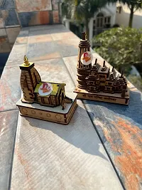 Kedarnath Temple 3D Miniature Kedarnath Mandir, Shree Ram Mandir Ayodhya Model, Shree Kedarnath Dham with Wooden Ram mandir Combo set Best for Home and Car Decor-thumb1