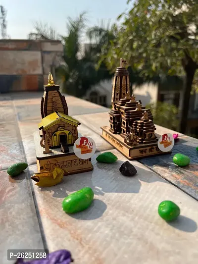 Shree Kedarnath Dham, Lord ShivJi, Shree Ram Mandir Ayodhya Model, Wooden Ram mandir Kedarnath Dham Set for Decorative Showpiece item.