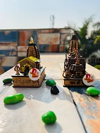 Beautiful Kedarnath Ram Mandir Statue, Wooden Kedarnath Mandir with Ram Mandir combo set, Shree Kedarnath Dham, Shri Ayodhya Ram Mandir for Car Dashboard.-thumb1