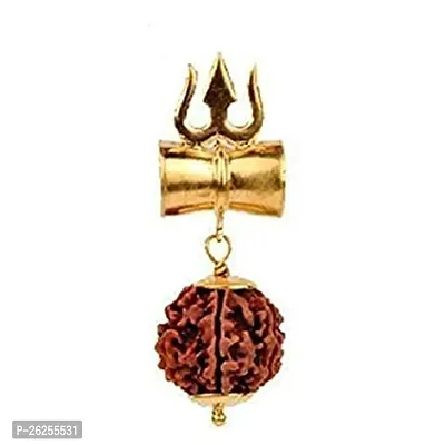 Daridra Bhanjan  Rudraksha Panchmukhi Trishul Damroo Brass Kavach Locket Pendant Neck Chain for Men and Women Pack of 1-thumb2