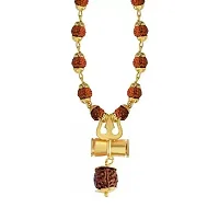 Daridra Bhanjan Om  trishul Rudraksha mala with original rudraksha Brass Necklace-thumb1