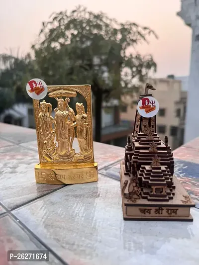 Ram Mandir Ayodhya Model, Ram darbar God Idol, God Murti Figurine Religious Pooja Items and Murti for Mandir/Temple/Home/Office