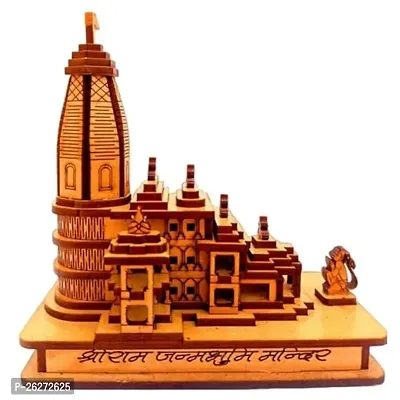 Daridra Bhanjan Shri Ram mandir Ayodhya 3D Wood Tempal for Home Decoration, Office Ram Mandir 3D Model, Car Dashboard Brown-thumb0