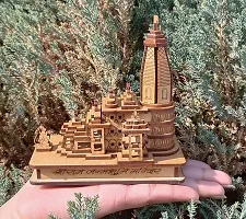 Daridra Bhanjan Shri Ram mandir Ayodhya 3D Wood Tempal for Home Decoration, Office Ram Mandir 3D Model, Car Dashboard Brown-thumb2