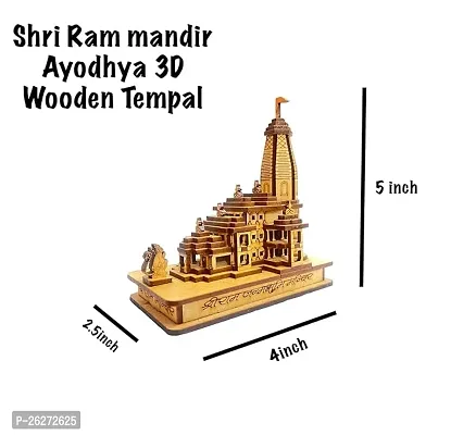 Daridra Bhanjan Shri Ram mandir Ayodhya 3D Wood Tempal for Home Decoration, Office Ram Mandir 3D Model, Car Dashboard Brown-thumb4