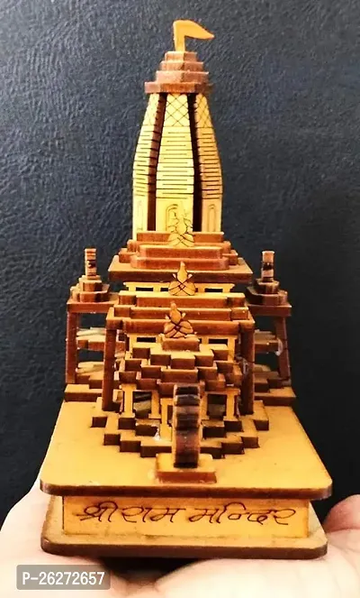 Daridra Bhanjan  Light Weight Shri Ram Mandir Ayodhya 3D Model Wooden Hand Carved Temple-thumb0