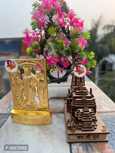 Ram Mandir Ayodhya Model, Ram Darbar Murti, Ram Mandir 3D model with Ram darbar Idol for home, office, decorative showpiece.