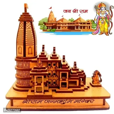 Daridra Bhanjan Shree Ram Mandir Ayodhya Model Temple Very Beautifully Hand Crafted MDF Polished Board for Car Dash Board, Office, Study, Table, Gift, etc-thumb3